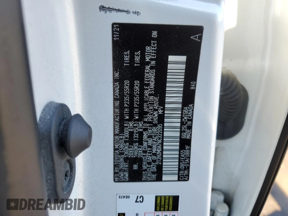 2022 Lexus RX 350 with VIN 2T2HZMDA7NC322095, listed as a Copart auction lot 49484325 with 124,042 mi miles and Salvage Title. Bid and sale history available at DreamBid. Image 13.