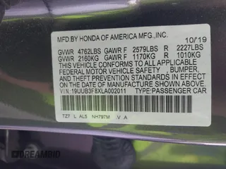 2020 Acura TLX Advance with VIN 19UUB3F8XLA002011, listed as a IAAI auction lot 42687511 with 85,540 mi miles and . Bid and sale history available at DreamBid. Image 9.