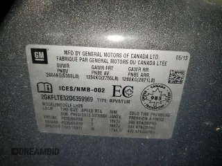 2013 GMC Terrain SLE with VIN 2GKFLTE32D6359969, listed as a Copart auction lot 51504155 with 175,052 mi miles and Non Repairable. Bid and sale history available at carsss.com. Image 12.