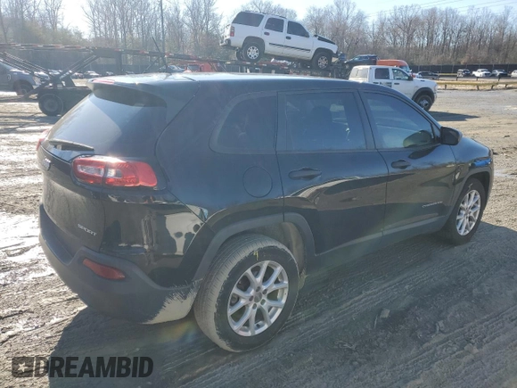 2017 Jeep Cherokee Sport with VIN 1C4PJLAB6HD231650, listed as a Copart auction lot 45151455 with 104,243 mi miles and Salvage Title. Bid and sale history available at carsss.com. Image 3.