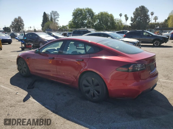 2023 Tesla Model S with VIN 5YJSA1E53PF525324, listed as a Copart auction lot 48079685 with Not provided miles and Salvage title. Bid and sale history available at DreamBid. Image 2.