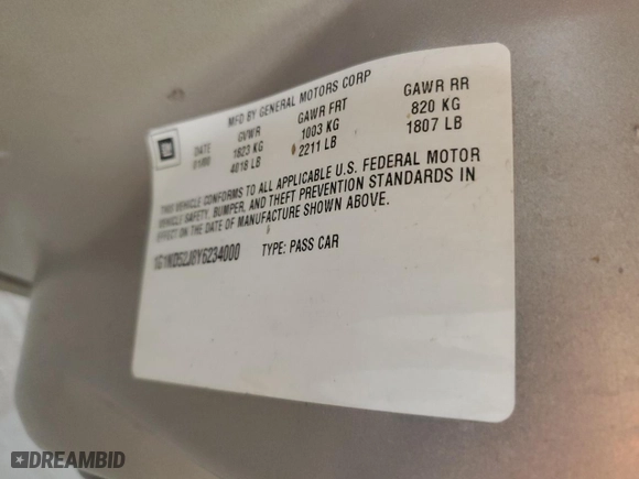 2000 Chevrolet Malibu with VIN 1G1ND52J8Y6234000, listed as a Copart auction lot 42359995 with 163,932 mi miles and Clean Title. Bid and sale history available at carsss.com. Image 12.
