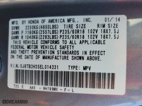 2014 Acura RDX with VIN 5J8TB3H35EL014331, listed as a Copart auction lot 88738675 with 71,333 mi miles and Salvage Title. Bid and sale history available at carsss.com. Image 16.