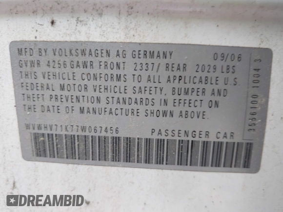 2007 Volkswagen GTI с VIN WVWHV71K77W067456, выставлен на аукционе IAAI как лот 42475868 с пробегом 217 942 миль миль и . История ставок и продаж доступна на DreamBid. Изображение 9.