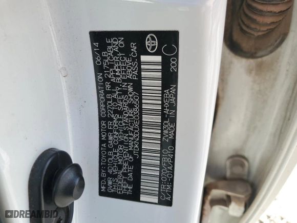 2014 Toyota Prius Four with VIN JTDKN3DUXE0386507, listed as a Copart auction lot 88080775 with 167,147 mi miles and Salvage Title. Bid and sale history available at carsss.com. Image 12.