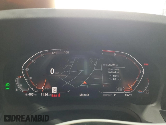 2022 BMW 3 Series 330i xDrive with VIN 3MW5R7J01N8C78063, listed as a Copart auction lot 55321055 with 22,797 mi miles and Salvage title. Bid and sale history available at DreamBid. Image 9.