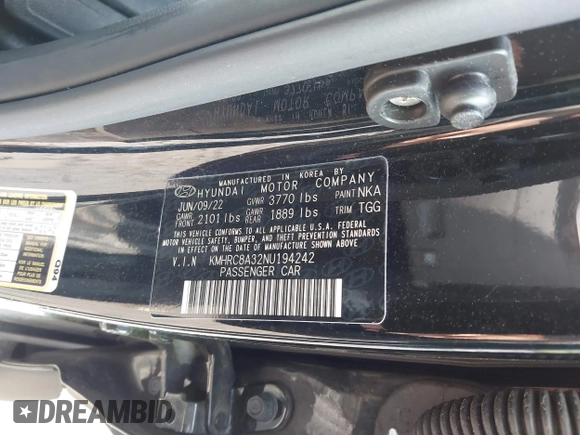 2022 Hyundai Venue SEL z VIN KMHRC8A32NU194242, wystawiony jako IAAI lot #42542113 z przebiegiem 22 869 mil mil oraz . Historia ofert i sprzedaży dostępna na DreamBid. Obrazek 9.