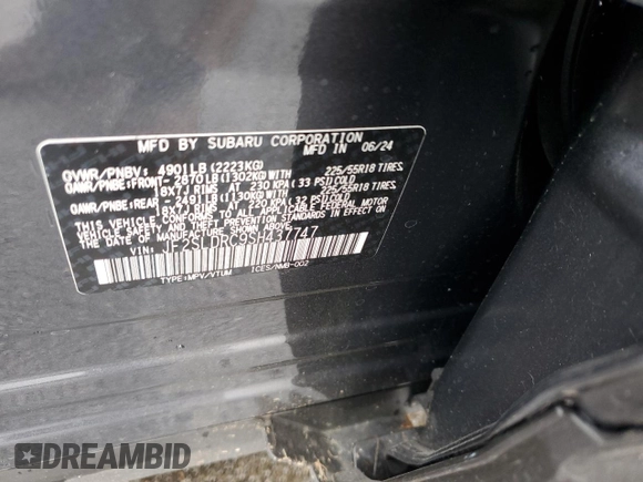 2025 Subaru Forester Limited with VIN JF2SLDRC9SH437747, listed as a Copart auction lot 85094294 with 3,129 mi miles and Salvage Title. Bid and sale history available at carsss.com. Image 12.