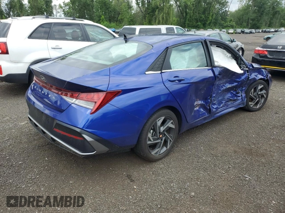 2024 Hyundai Elantra SEL with VIN KMHLS4DG9RU694050, listed as a Copart auction lot 63476585 with 4,034 mi miles and Salvage title. Bid and sale history available at DreamBid. Image 3.