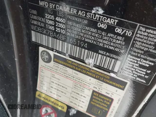 2011 Mercedes-Benz SL 550 with VIN WDBSK7BA6BF165194, listed as a IAAI auction lot 41624837 with Not provided miles and . Bid and sale history available at DreamBid. Image 9.