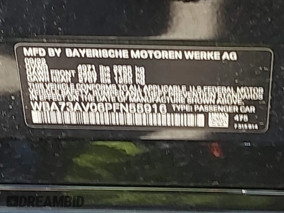 2023 BMW 4 Series 430i xDrive с VIN WBA73AV06PFN55916, выставлен на аукционе IAAI как лот 42087011 с пробегом 45 722 миль миль и . История ставок и продаж доступна на DreamBid. Изображение 9.