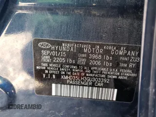 2016 Hyundai Elantra GT with VIN KMHD35LH3GU303392, listed as a Copart auction lot 80389604 with 55,221 mi miles and Salvage Title. Bid and sale history available at carsss.com. Image 14.