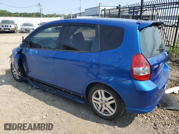 2007 Honda Fit Sport with VIN JHMGD38647S047784, listed as a Copart auction lot 68098994 with 0 mi miles and Salvage Title. Bid and sale history available at carsss.com. Image 2.