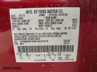 2014 Ford Explorer Limited with VIN 1FM5K8F85EGA27412, listed as a IAAI auction lot 41793804 with 117,134 mi miles. Bid and sale history available at carsss.com. Image 9.