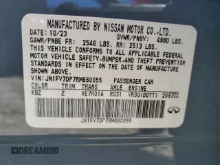 2024 Infiniti Q50 Red Sport 400 with VIN JN1FV7DP7RM660055, listed as a Copart auction lot 49555715 with 8,431 mi miles and Non repairable. Bid and sale history available at DreamBid. Image 14.