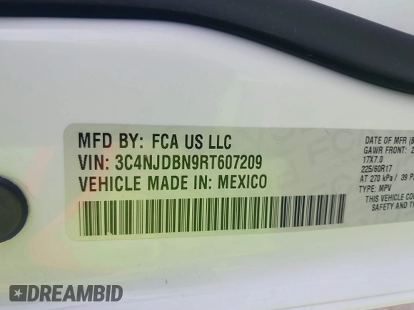 2024 Jeep Compass Latitude with VIN 3C4NJDBN9RT607209, listed as a IAAI auction lot 42233206 with 35,245 mi miles and . Bid and sale history available at DreamBid. Image 9.