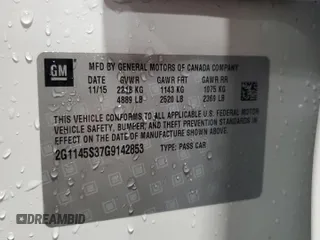 2016 Chevrolet Impala LTZ z VIN 2G1145S37G9142853, wystawiony jako Copart lot #57564675 z przebiegiem 153 596 mil mil oraz Szkoda całkowita • Salvage title. Historia ofert i sprzedaży dostępna na DreamBid. Obrazek 12.