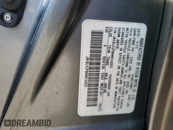 2017 Nissan Rogue SL with VIN JN1BJ1CP8HW014003, listed as a Copart auction lot 47176825 with 46,376 mi miles and Salvage title. Bid and sale history available at DreamBid. Image 13.