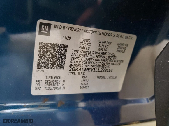 2020 GMC Terrain SLE with VIN 3GKALMEV1LL299114, listed as a Copart auction lot 47735135 with 35,011 mi miles and Salvage Title. Bid and sale history available at carsss.com. Image 13.
