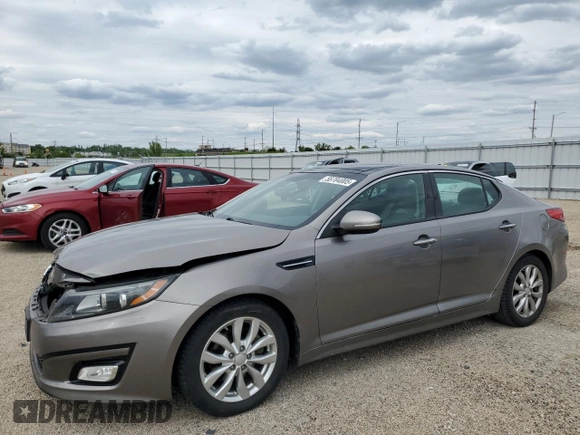 2015 Kia Optima EX with VIN 5XXGN4A75FG456554, listed as a Copart auction lot 58704005 with 114,146 mi miles and Salvage title. Bid and sale history available at DreamBid. Image 1.