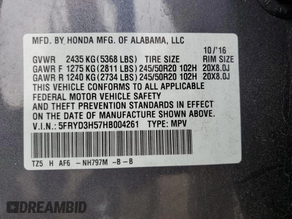 2017 Acura MDX Technology with VIN 5FRYD3H57HB004261, listed as a Copart auction lot 61956755 with 73,600 mi miles and Salvage title. Bid and sale history available at DreamBid. Image 13.