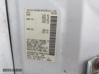 2018 Nissan Maxima SL with VIN 1N4AA6AP2JC386345, listed as a IAAI auction lot 41663507 with 74,109 mi miles. Bid and sale history available at carsss.com. Image 9.