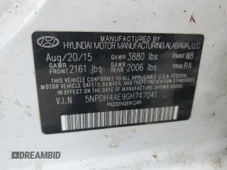 2016 Hyundai Elantra SE z VIN 5NPDH4AE9GH747041, wystawiony jako Copart lot #53665105 z przebiegiem 96 199 mil mil oraz Szkoda całkowita • Salvage title. Historia ofert i sprzedaży dostępna na DreamBid. Obrazek 13.