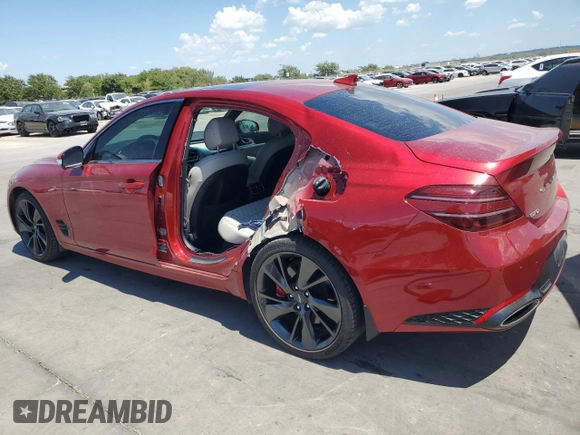 2022 Genesis G70 3.3T with VIN KMTG54TE8NU083354, listed as a Copart auction lot 67555174 with 15,423 mi miles and Salvage Title. Bid and sale history available at carsss.com. Image 2.