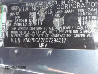2012 Kia Sportage LX with VIN KNDPBCA28C7294317, listed as a IAAI auction lot 42759427 with 177,538 mi miles and . Bid and sale history available at DreamBid. Image 9.