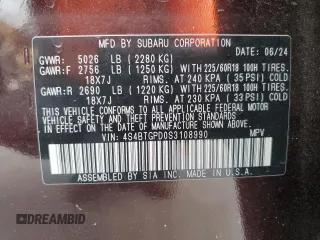 2025 Subaru Outback Touring XT с VIN 4S4BTGPD0S3108990, выставлен на аукционе Copart как лот 64743885 с пробегом 11 248 миль миль и Списание • Salvage title. История ставок и продаж доступна на DreamBid. Изображение 13.