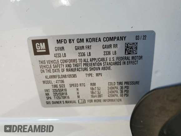 2022 Buick Encore GX Essence z VIN KL4MMFSL0NB109385, wystawiony jako Copart lot #62106325 z przebiegiem 34 727 mil mil oraz Szkoda całkowita • Salvage title. Historia ofert i sprzedaży dostępna na DreamBid. Obrazek 14.