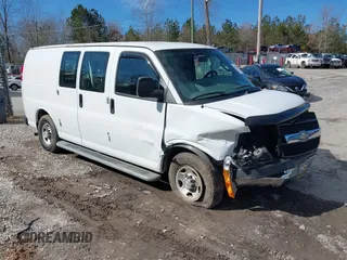 2018 Chevrolet Express Cargo Van with VIN 1GCWGAFG6J1906956, listed as a IAAI auction lot 41391624 with 87,038 mi miles. Bid and sale history available at carsss.com. Image 1.