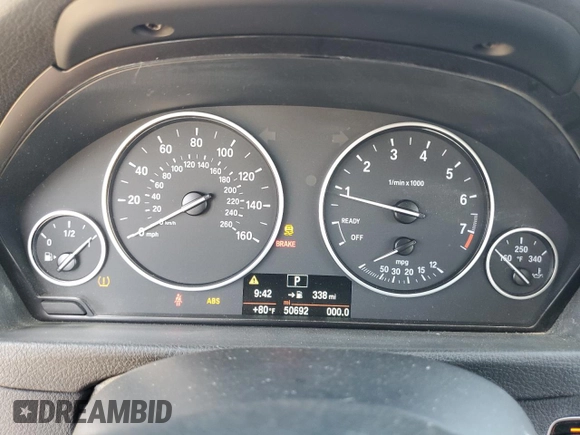 2014 BMW 3 Series 328i with VIN WBA3C1G56ENR49944, listed as a Copart auction lot 60330895 with 50,692 mi miles and Salvage title. Bid and sale history available at DreamBid. Image 9.