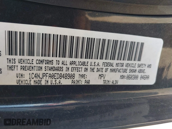 2014 Jeep Patriot Latitude with VIN 1C4NJPFA0ED848908, listed as a IAAI auction lot 41994006 with 131,122 mi miles and . Bid and sale history available at carsss.com. Image 9.