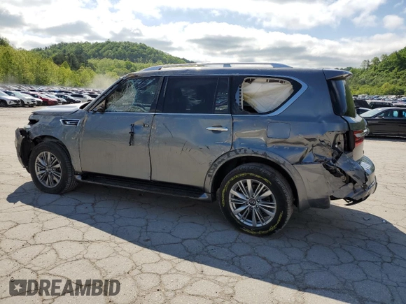 2020 Infiniti QX80 Luxe z VIN JN8AZ2NFXL9703516, wystawiony jako Copart lot #56106045 z przebiegiem 105 257 mil mil oraz Szkoda całkowita • Salvage title. Historia ofert i sprzedaży dostępna na DreamBid. Obrazek 2.