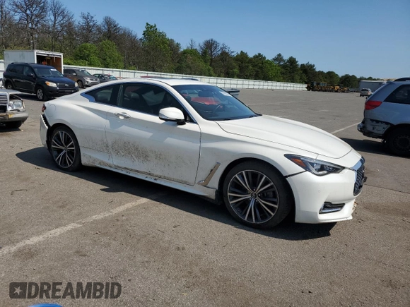 2021 Infiniti Q60 Luxe with VIN JN1EV7KL3MM470046, listed as a Copart auction lot 57998345 with 36,378 mi miles and Salvage title. Bid and sale history available at DreamBid. Image 4.