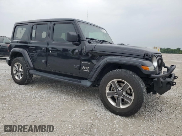 2020 Jeep Wrangler Unlimited Sahara with VIN 1C4HJXEG9LW337590, listed as a Copart auction lot 59197125 with 57,733 mi miles and Salvage title. Bid and sale history available at DreamBid. Image 4.