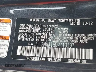 2013 Scion FR-S with VIN JF1ZNAA16D2713197, listed as a IAAI auction lot 42047792 with 83,430 mi miles. Bid and sale history available at carsss.com. Image 9.