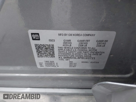 2023 Buick Encore GX Select z VIN KL4MMDSL8PB163721, wystawiony jako IAAI lot #42097734 z przebiegiem 22 896 mil mil oraz . Historia ofert i sprzedaży dostępna na DreamBid. Obrazek 9.