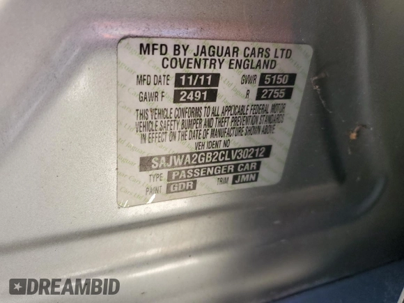 2012 Jaguar XJ XJL with VIN SAJWA2GB2CLV30212, listed as a Copart auction lot 49218185 with 145,932 mi miles and Clean title. Bid and sale history available at DreamBid. Image 12.