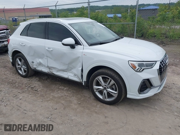 2022 Audi Q3 S line Premium Plus with VIN WA1EECF38N1031860, listed as a IAAI auction lot 42345075 with 27,171 mi miles and . Bid and sale history available at DreamBid. Image 1.