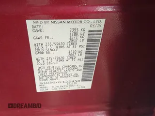 2019 Nissan Murano SL z VIN 5N1AZ2MSXKN122450, wystawiony jako IAAI lot #42193004 z przebiegiem 35 388 mil mil oraz . Historia ofert i sprzedaży dostępna na DreamBid. Obrazek 9.