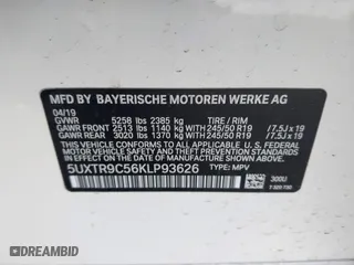 2019 BMW X3 xDrive30i with VIN 5UXTR9C56KLP93626, listed as a IAAI auction lot 41709343 with 60,506 mi miles. Bid and sale history available at carsss.com. Image 9.