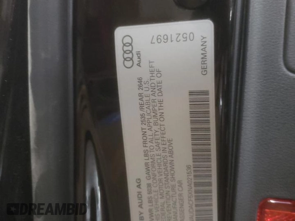 2022 Audi A5 Sportback S line Premium with VIN WAUDACF5XNA021536, listed as a Copart auction lot 82031654 with 52,676 mi miles and Salvage Title. Bid and sale history available at carsss.com. Image 12.