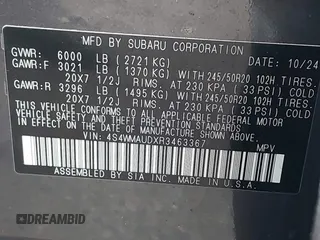 2024 Subaru Ascent Limited z VIN 4S4WMAUDXR3463367, wystawiony jako IAAI lot #41925099 z przebiegiem 5 652 mil mil oraz . Historia ofert i sprzedaży dostępna na DreamBid. Obrazek 9.