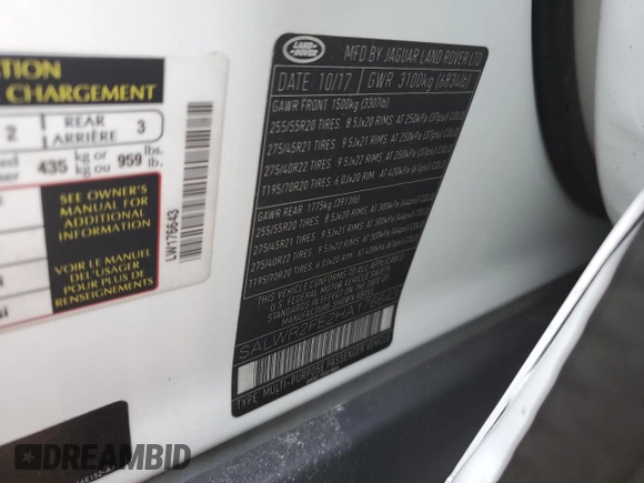 2017 Land Rover Range Rover Sport z VIN SALWR2FE2HA176643, wystawiony jako Copart lot #45641265 z przebiegiem 74 621 mil mil oraz Szkoda całkowita • Salvage title. Historia ofert i sprzedaży dostępna na DreamBid. Obrazek 13.
