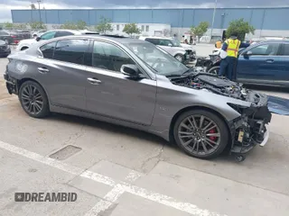2019 Infiniti Q50 RED SPORT 400 with VIN JN1FV7AP4KM760849, listed as a IAAI auction lot 41774280 with 81,640 mi miles. Bid and sale history available at carsss.com. Image 1.