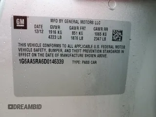 2013 Cadillac ATS with VIN 1G6AA5RA6D0146339, listed as a Copart auction lot 52742214 with 194,814 mi miles and Salvage title. Bid and sale history available at DreamBid. Image 12.