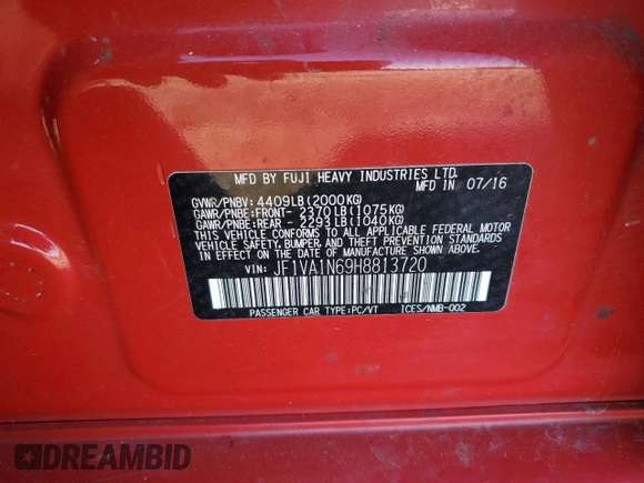 2017 Subaru WRX Limited with VIN JF1VA1N69H8813720, listed as a Copart auction lot 80769114 with 124,670 mi miles and Salvage Title. Bid and sale history available at carsss.com. Image 12.