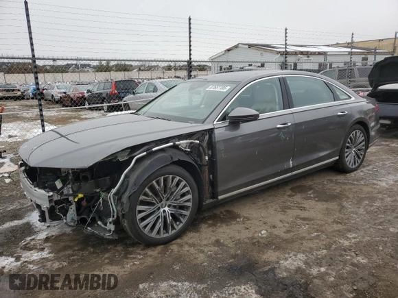 2020 Audi A8 L with VIN WAU8DAF84LN009010, listed as a Copart auction lot 87681185 with 24,874 mi miles and Salvage Title. Bid and sale history available at carsss.com. Image 1.